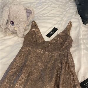 Lulu's Shimmering Brown Sequin mini dress